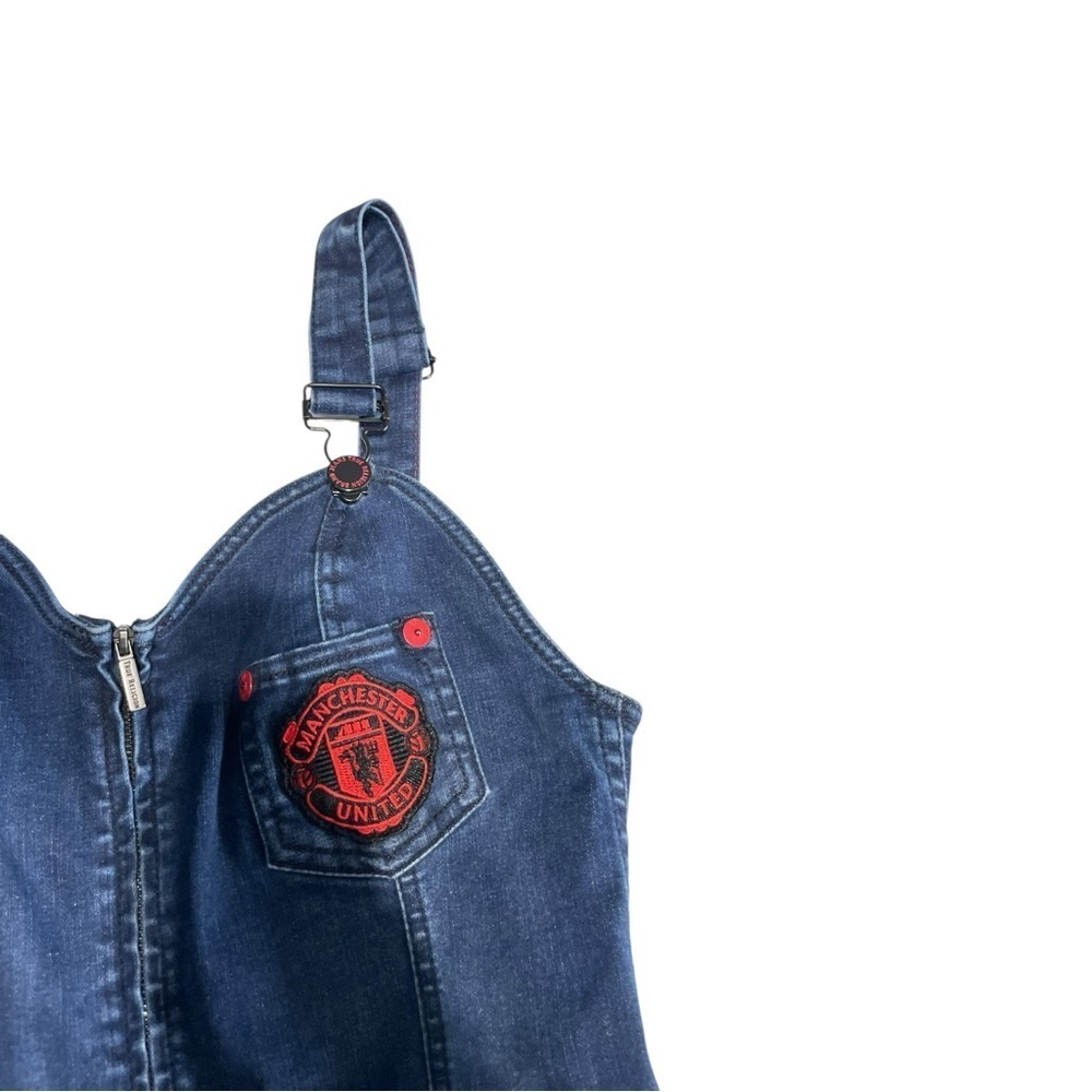 True Religion Women's X Manchester United Skinny Stretch Denim Overall Jumpsuit - Picture 5 of 15